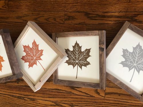 Fall leaves in wood frames