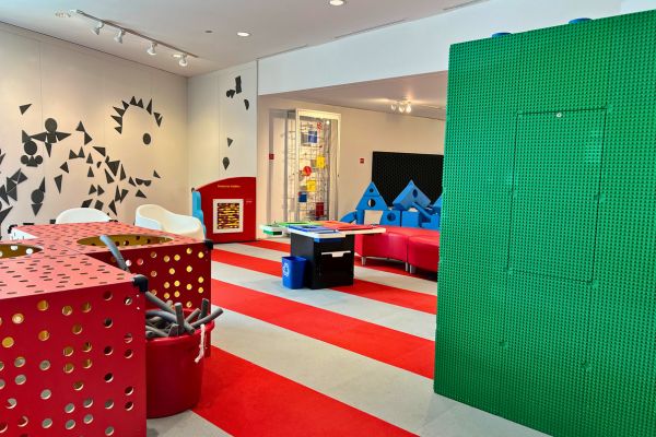 Colorful kid's play area inside the Sioux City Art Center